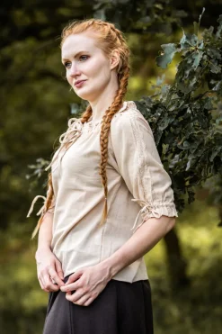 New Leonardo Carbone Mittelalter Kurzarmbluse "Sandra" farben Hanf