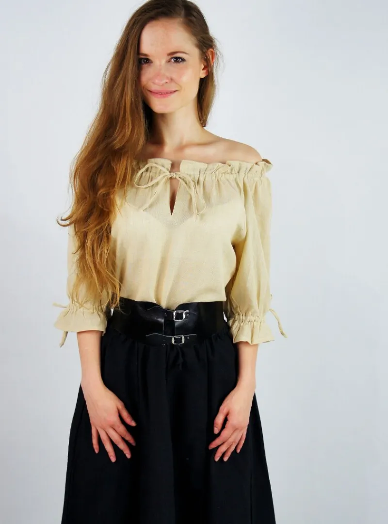Sale Leonardo Carbone Mittelalter Kurzarmbluse "Vera" farben Hanf