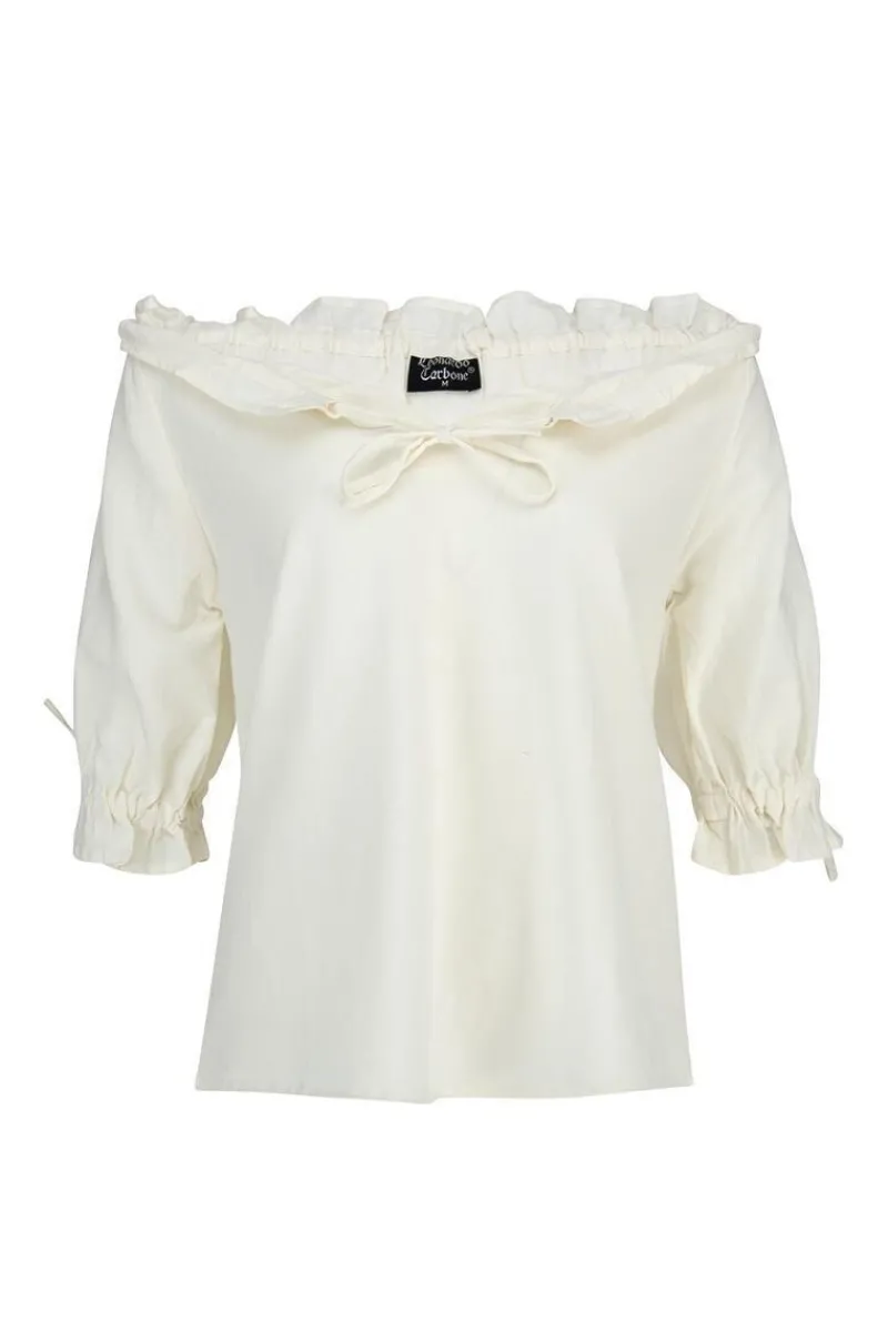 Sale Leonardo Carbone Mittelalter Kurzarmbluse "Vera" Natur