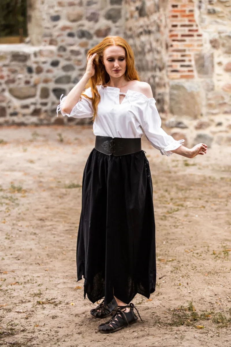 New Leonardo Carbone Mittelalter Kurzarmbluse "Vera" Weiß