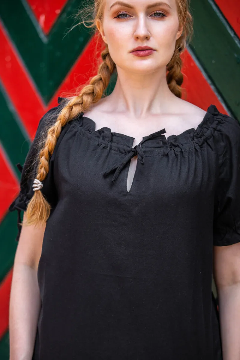 Sale Leonardo Carbone Mittelalter Kurzarmbluse "Otilia" - Schwarz