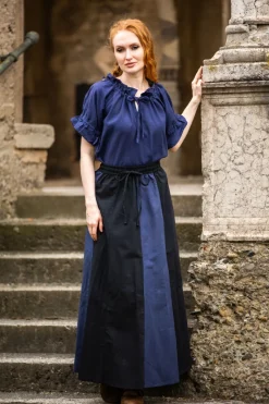 Outlet Leonardo Carbone Mittelalter Kurzarmbluse "Verena" Dunkel Blau