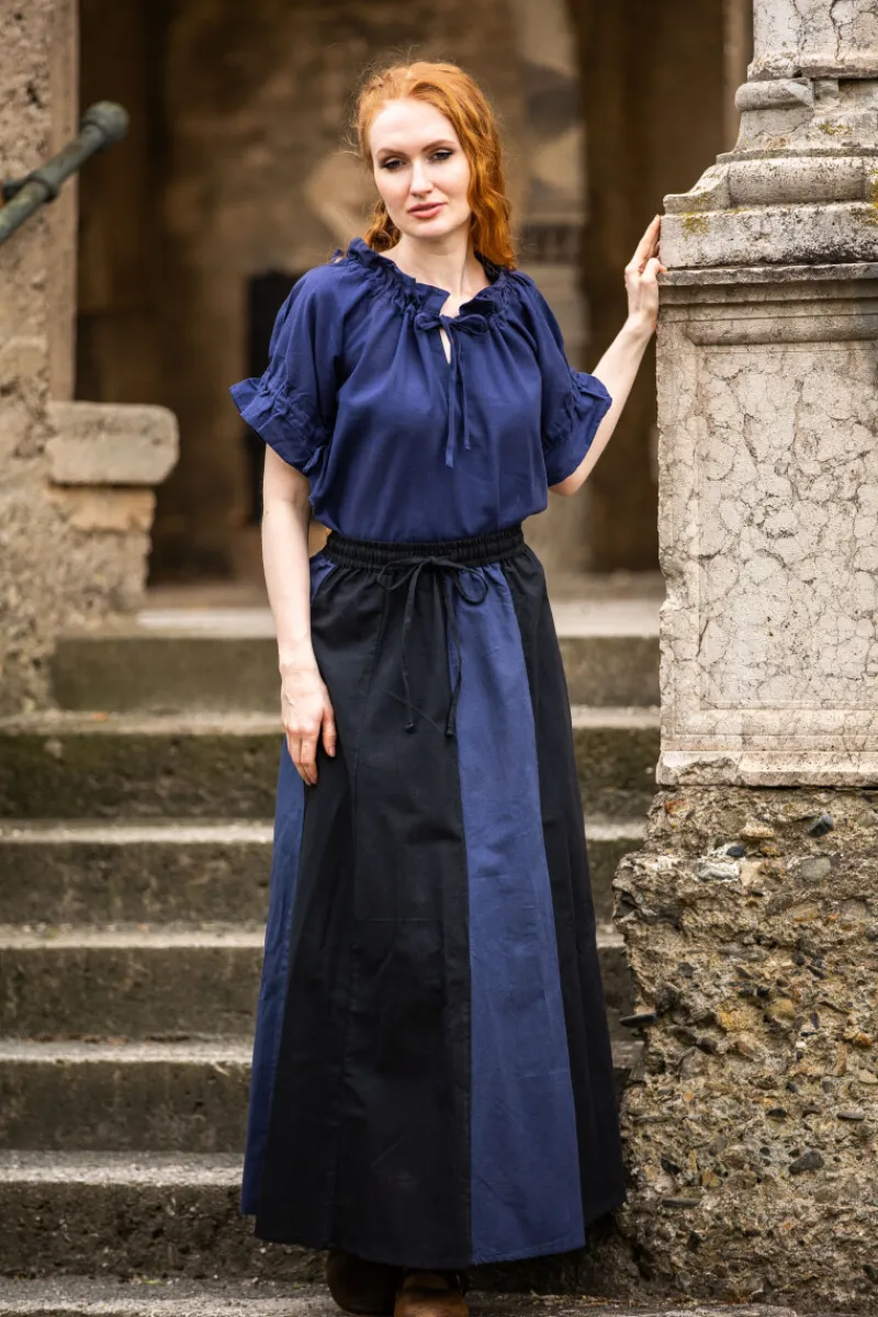 Outlet Leonardo Carbone Mittelalter Kurzarmbluse "Verena" Dunkel Blau