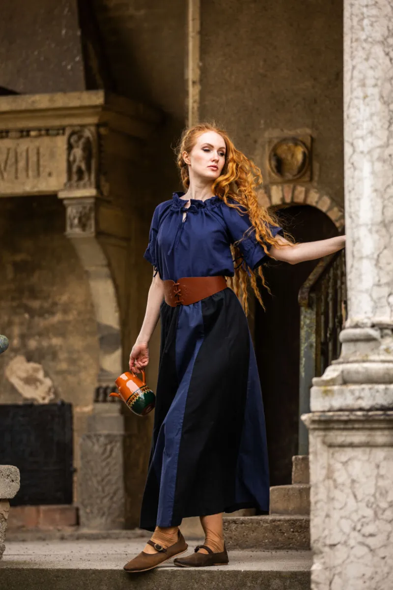 Outlet Leonardo Carbone Mittelalter Kurzarmbluse "Verena" Dunkel Blau