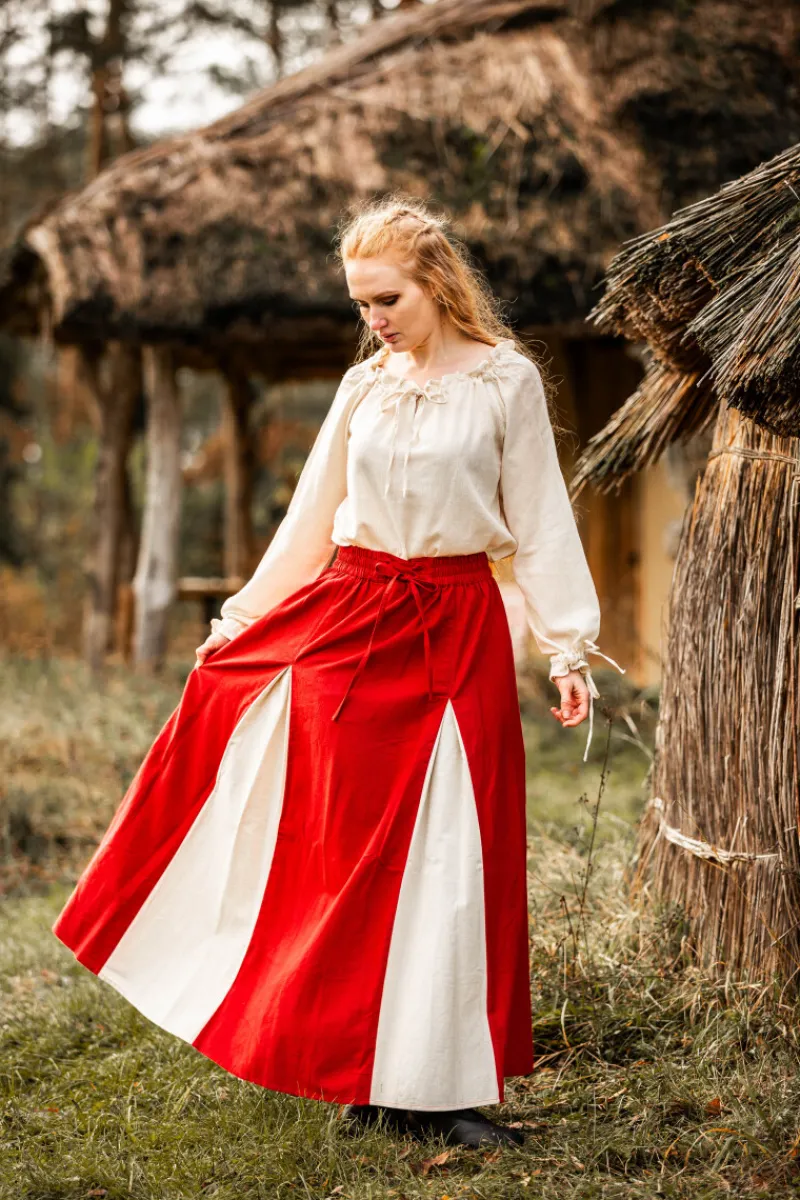 Best Leonardo Carbone Mittelalter Rock "Isabella" Rot/Natur