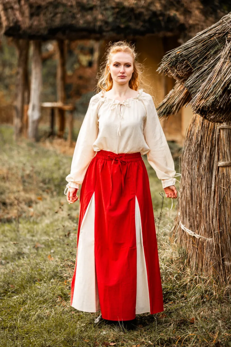 Best Leonardo Carbone Mittelalter Rock "Isabella" Rot/Natur