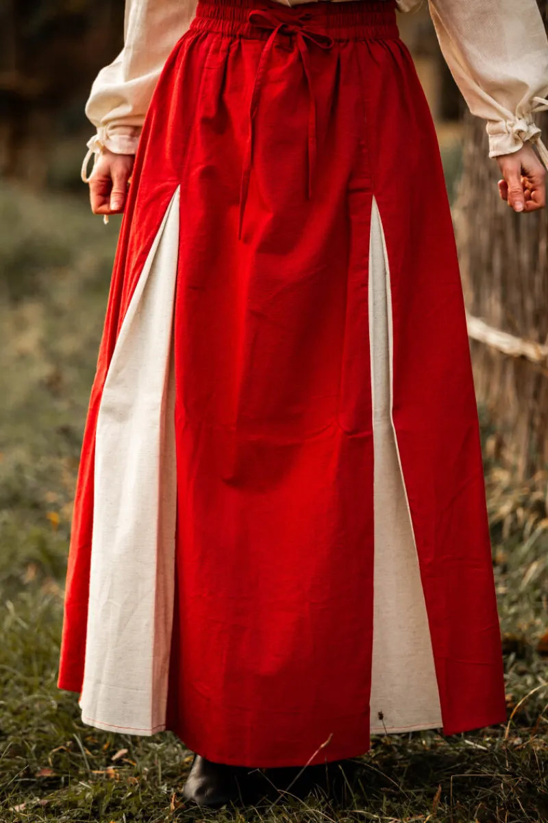 Best Leonardo Carbone Mittelalter Rock "Isabella" Rot/Natur