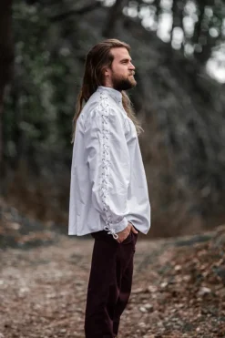 Best Sale Leonardo Carbone Mittelalter- Schnürhemd mit Ösen "Adrian" Weiß