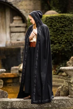 Store Leonardo Carbone Mittelalter Umhang mit Stickerei "Erna" Schwarz
