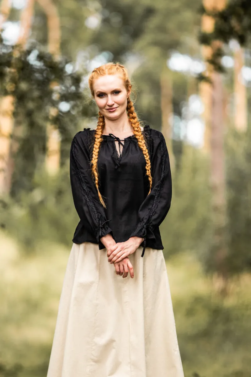 Cheap Leonardo Carbone Mittelalterbluse mit Spitze "Bettina" Schwarz