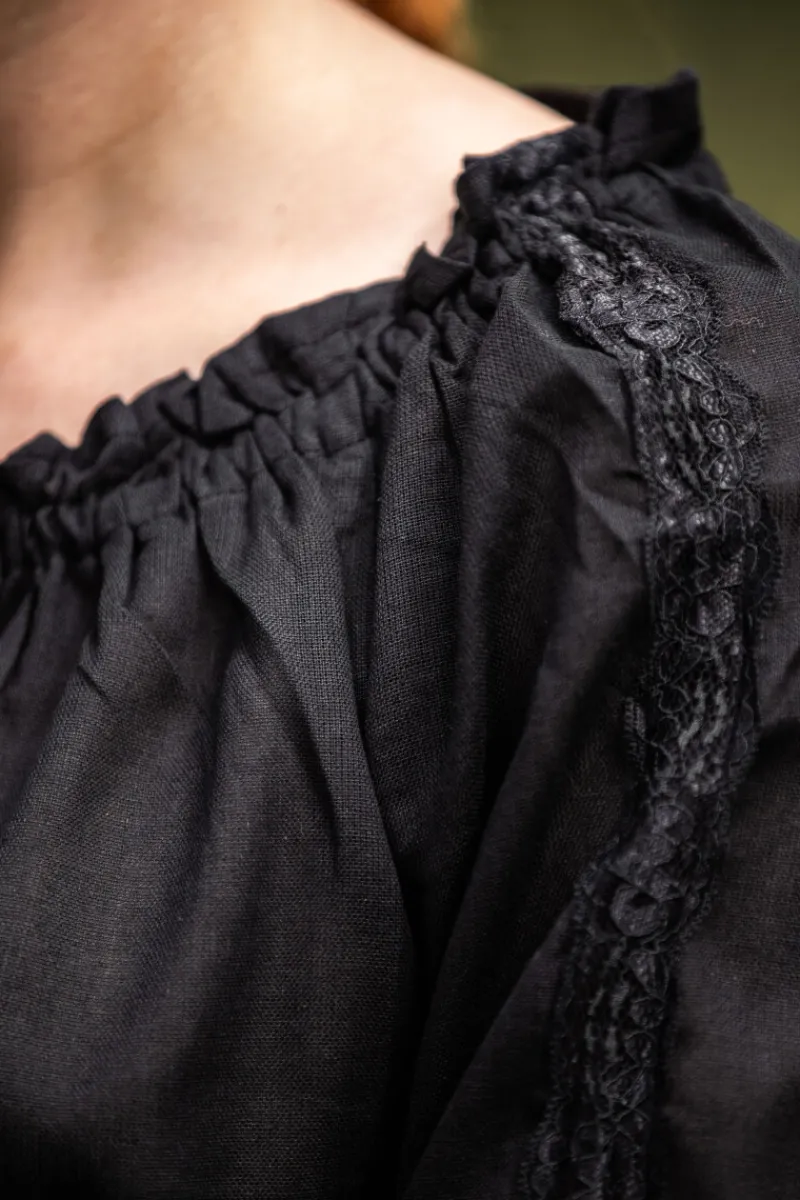 Cheap Leonardo Carbone Mittelalterbluse mit Spitze "Bettina" Schwarz