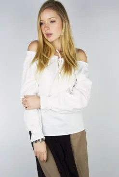 Store Leonardo Carbone Mittelalterbluse mit Spitze "Bettina" Weiß