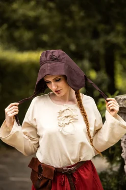 Store Leonardo Carbone Mittelalter-Bundhaube "Claire" Dunkelbraun