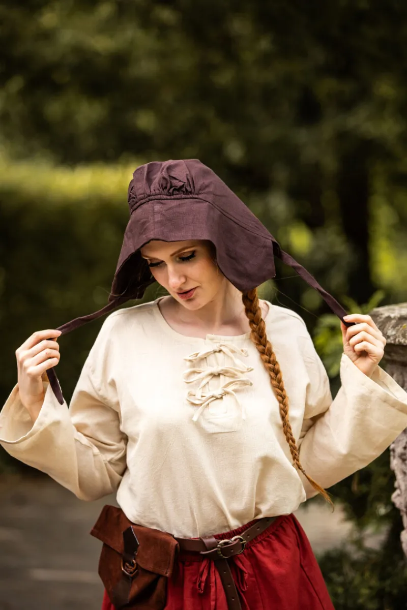 Store Leonardo Carbone Mittelalter-Bundhaube "Claire" Dunkelbraun