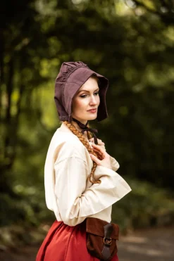 Store Leonardo Carbone Mittelalter-Bundhaube "Claire" Dunkelbraun