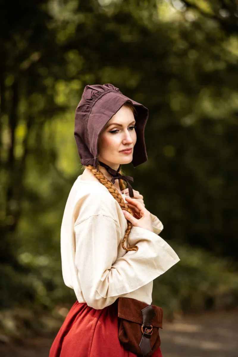 Store Leonardo Carbone Mittelalter-Bundhaube "Claire" Dunkelbraun
