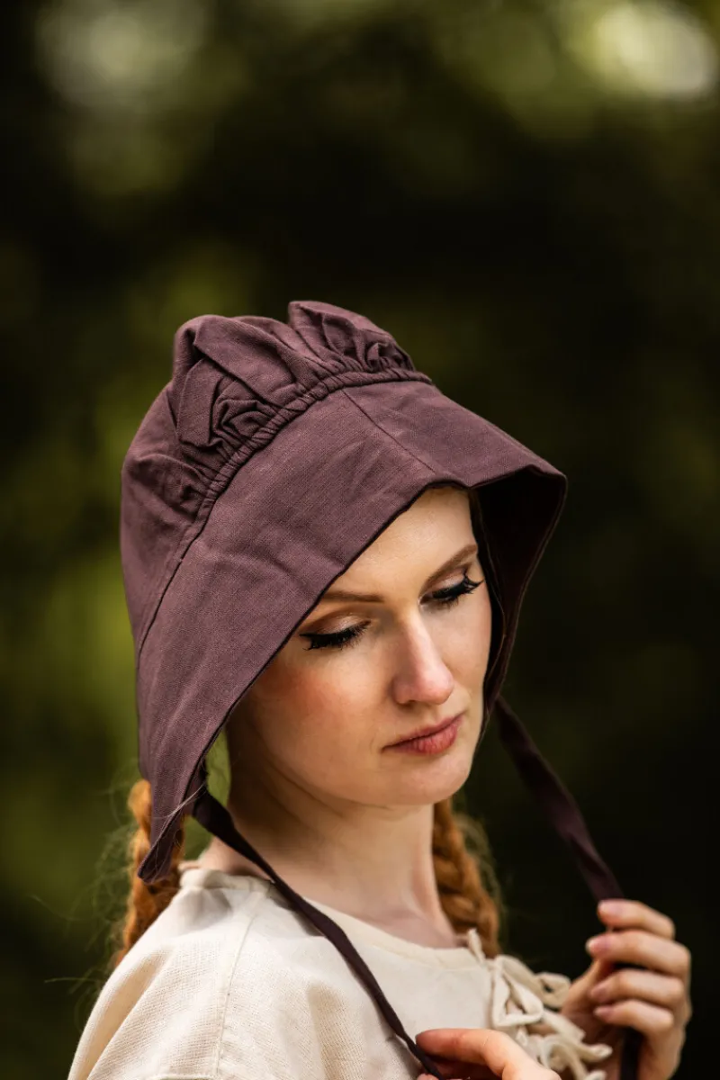 Store Leonardo Carbone Mittelalter-Bundhaube "Claire" Dunkelbraun