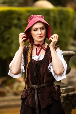 Store Leonardo Carbone Mittelalter-Bundhaube "Claire" Rot