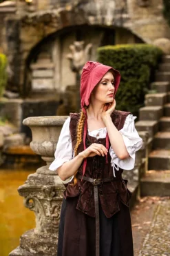 Store Leonardo Carbone Mittelalter-Bundhaube "Claire" Rot