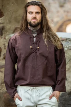 New Leonardo Carbone Mittelalterhemd "Ansbert" Dunkelbraun