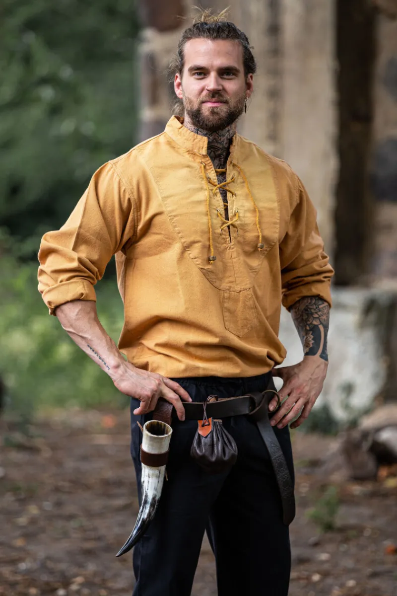 Hot Leonardo Carbone Mittelalterhemd "Ansbert" Honig Braun