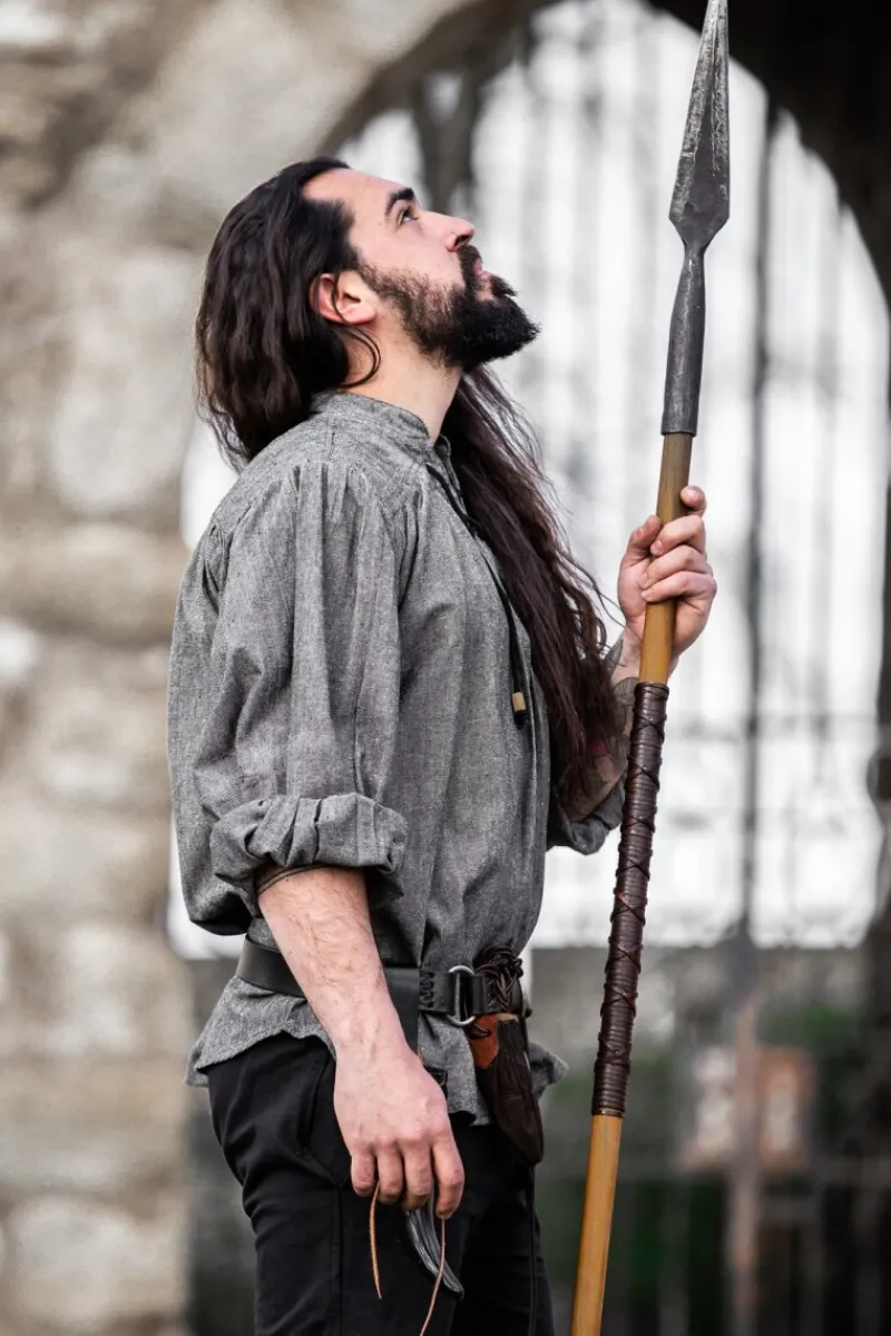 Cheap Leonardo Carbone Mittelalterhemd aus grober Baumwolle "Leopold" Grau