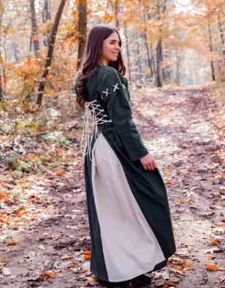 Clearance Leonardo Carbone Mittelalterkleid "Larina" Oliv Grün/Natur