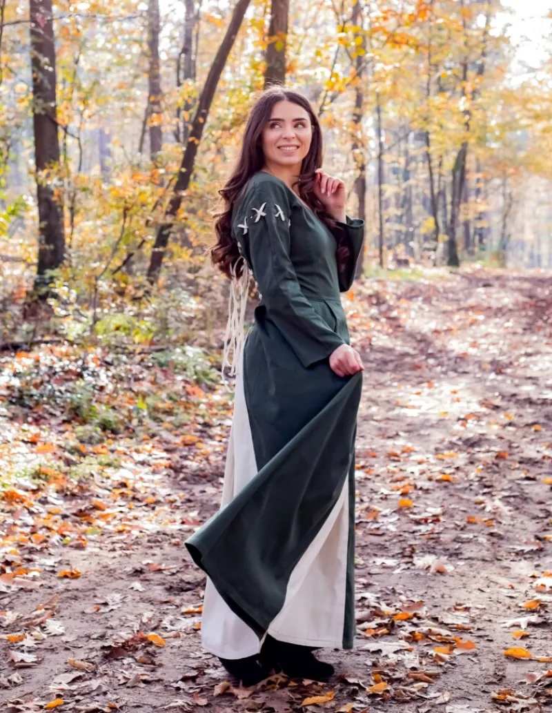 Clearance Leonardo Carbone Mittelalterkleid "Larina" Oliv Grün/Natur