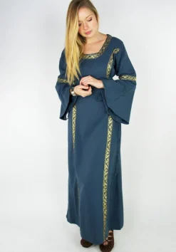 Hot Leonardo Carbone Mittelalterkleid mit Bordüre "Sophie" Blau