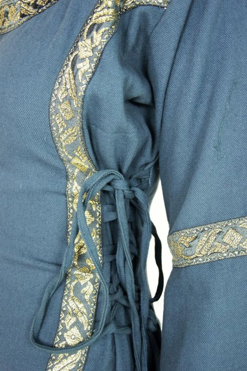Hot Leonardo Carbone Mittelalterkleid mit Bordüre "Sophie" Blau
