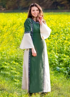 Cheap Leonardo Carbone Mittelalterkleid mit Bordüre "Sophie" Grün/Natur
