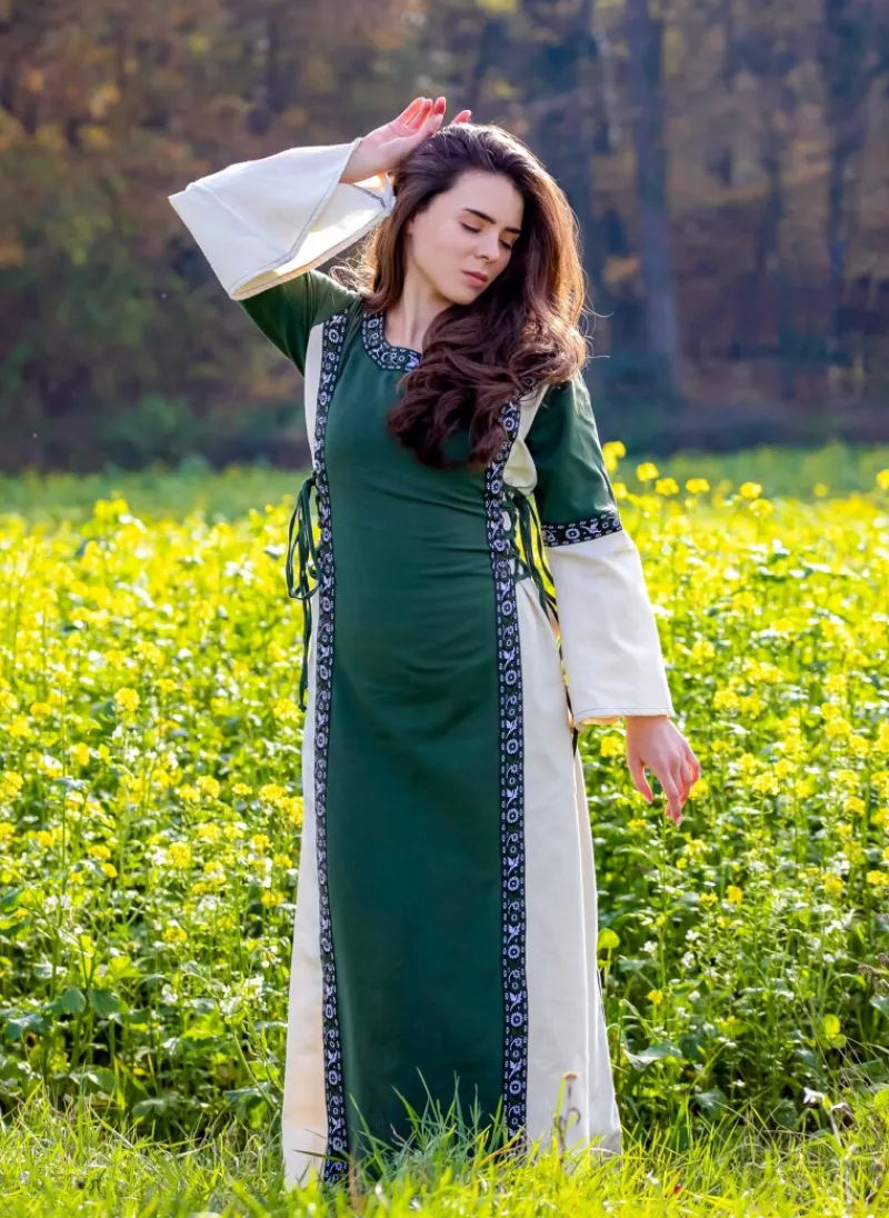 Cheap Leonardo Carbone Mittelalterkleid mit Bordüre "Sophie" Grün/Natur