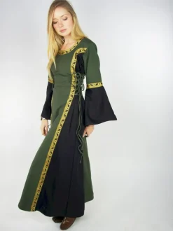 Cheap Leonardo Carbone Mittelalterkleid mit Bordüre "Sophie" Grün/Schwarz GrünSchwarz