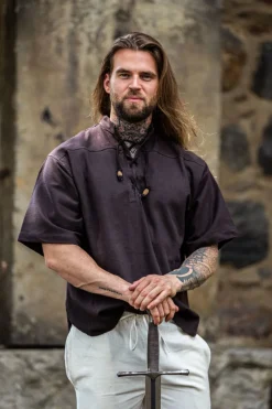 Online Leonardo Carbone Mittelalter-Kurzarmhemd "Eric" Braun