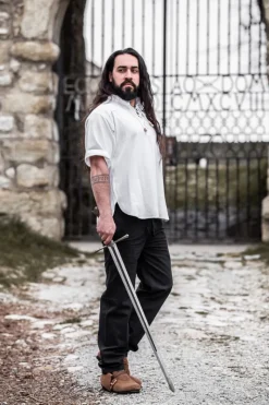 Discount Leonardo Carbone Mittelalter-Kurzarmhemd "Eric" Weiß