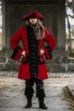 Best Leonardo Carbone Piraten Gehrock "Jack" Rot/Schwarz