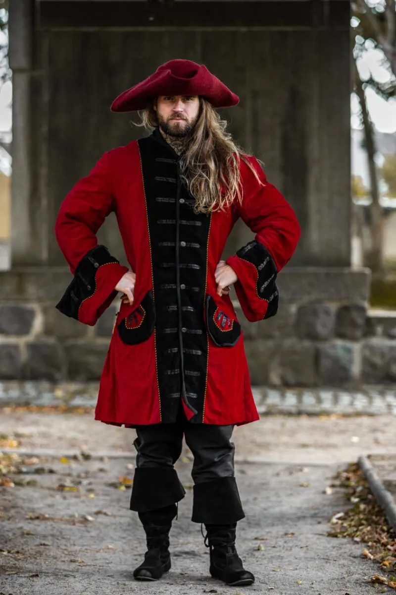 Best Leonardo Carbone Piraten Gehrock "Jack" Rot/Schwarz