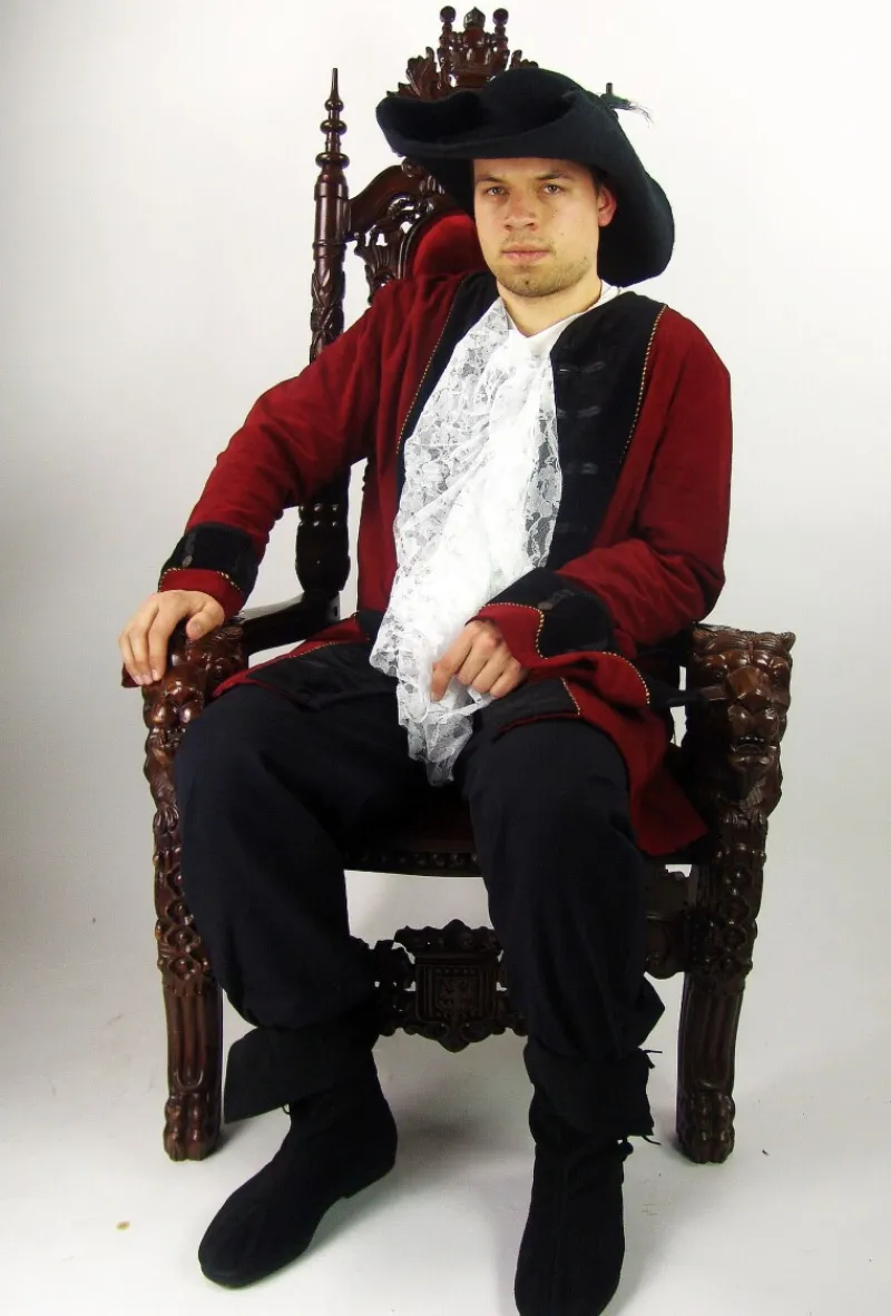 Best Leonardo Carbone Piraten Gehrock "Jack" Rot/Schwarz