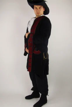 Fashion Leonardo Carbone Piraten Gehrock "Jack" Schwarz/Rot