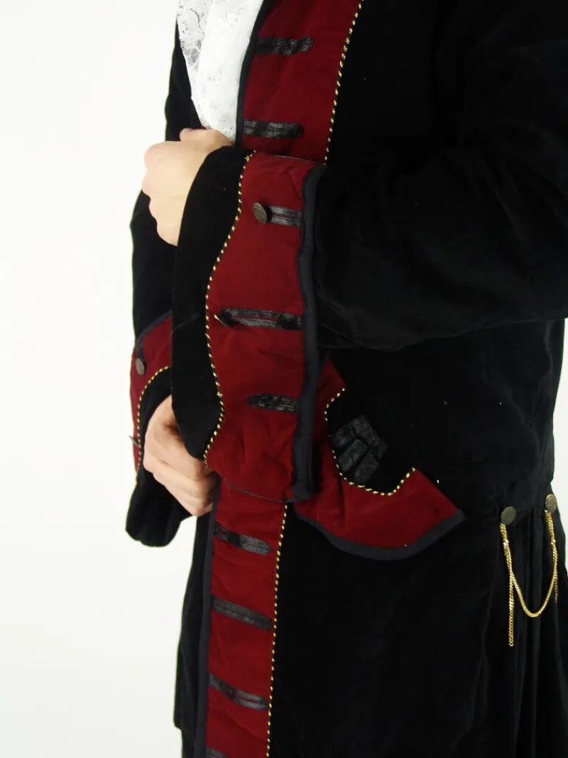 Fashion Leonardo Carbone Piraten Gehrock "Jack" Schwarz/Rot