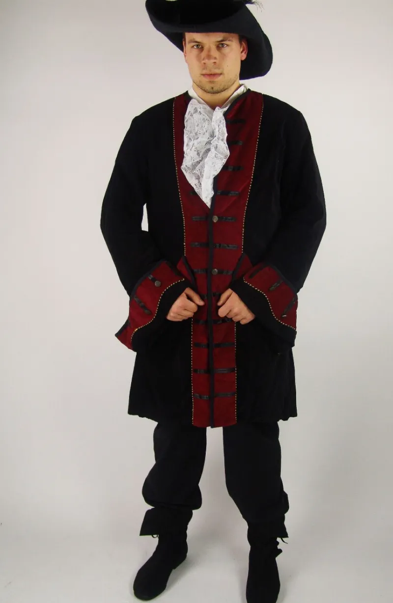 Fashion Leonardo Carbone Piraten Gehrock "Jack" Schwarz/Rot