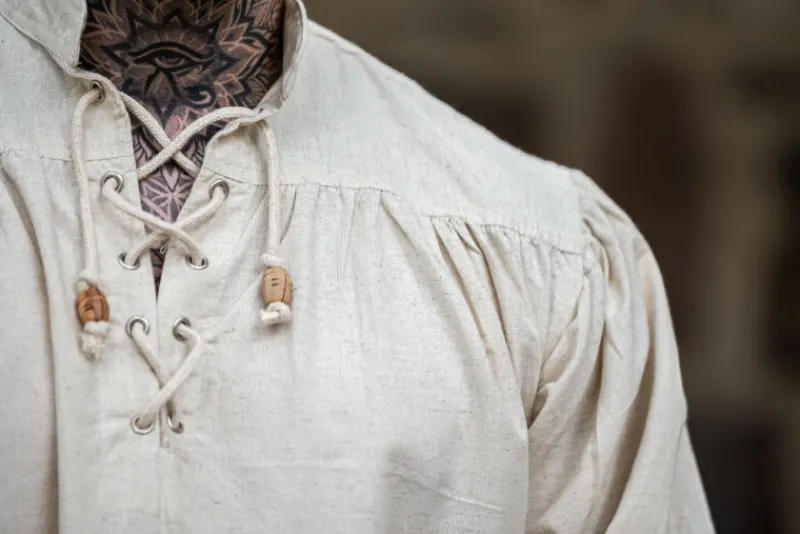 Flash Sale Leonardo Carbone Piratenhemd "Claude" mit geschnürten Manschetten Natur