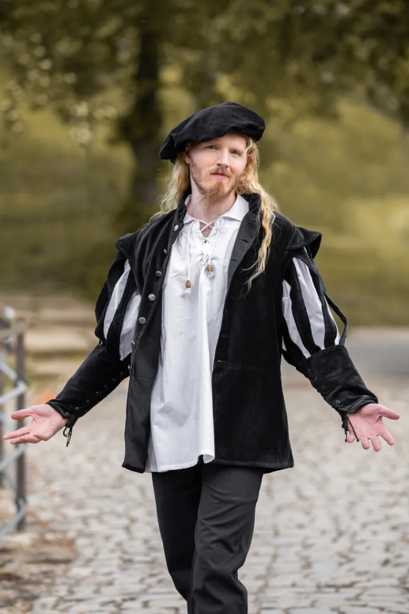 Store Leonardo Carbone Piraten-Schnürhemd "Artur" mit Kragen Weiß