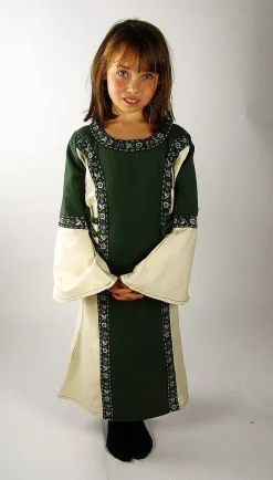 Hot Leonardo Carbone Prinzessinnenkleid mit Bordüre "Helena" Grün/Natur