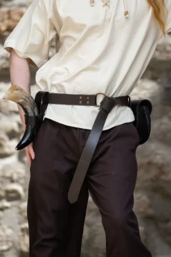 Clearance Leonardo Carbone Ringgürtel aus Leder mit keltischem Muster "Kegan" Dunkelbraun