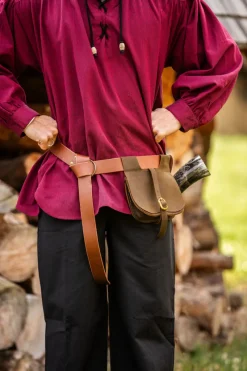 Discount Leonardo Carbone Ringgürtel aus robustem Leder "Arion" Braun