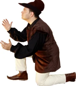 Best Leonardo Carbone Robin-Hood-Hut aus Leder "Alfred" Schwarz