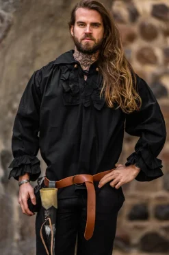 Discount Leonardo Carbone Rüschenhemd "Dracula" Schwarz