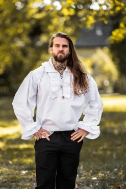 Store Leonardo Carbone Rüschenhemd "Dracula" Weiß