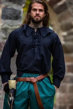 Best Leonardo Carbone Rundkragenhemd "Athos" Schwarz